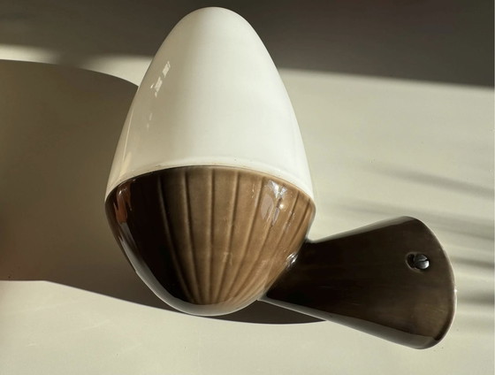 Image 1 of Gunnar Nylund / Ifö Zweden, Wandlamp, Wandsteen, Badkamerverlichting, Porselein, Zweeds Vintage 1960S