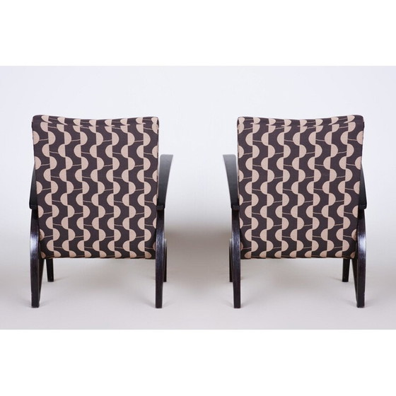 Image 1 of Paar vintage fauteuils in backhausen stof van Jindrich Halabala voor Up Zavody, Tsjecho-Slowakije 1930