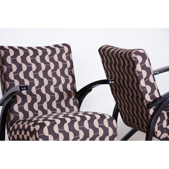 Image 1 of Paar vintage fauteuils in backhausen stof van Jindrich Halabala voor Up Zavody, Tsjecho-Slowakije 1930