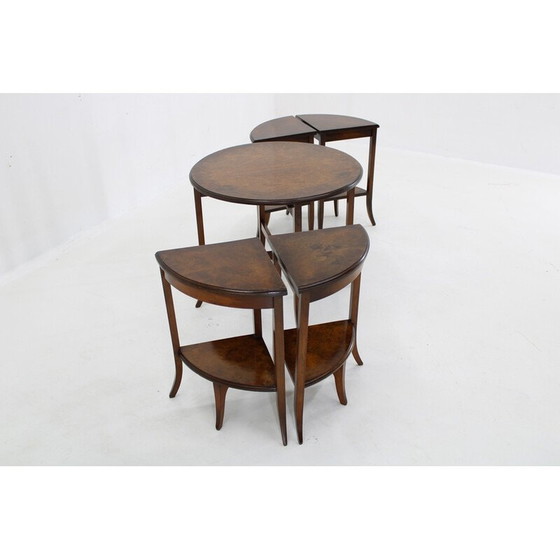 Image 1 of Vintage Art Deco walnoten nesttafels, Tsjecho-Slowakije 1930