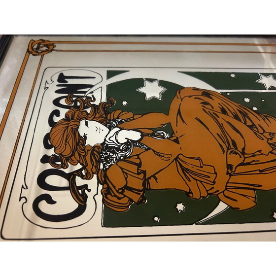 Image 1 of Vintage spiegel met houten lijst van Alphonse Mucha, 1970