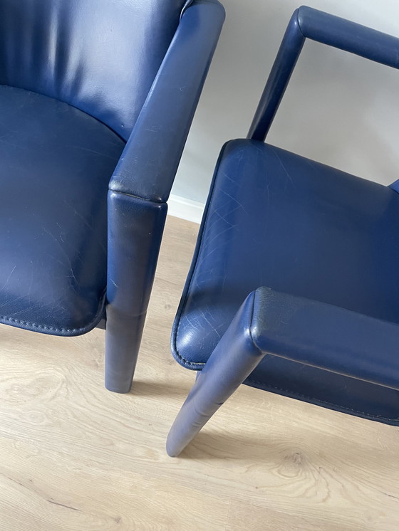 Image 1 of 4x Leolux Cachucha eetkamerstoelen blauw leer