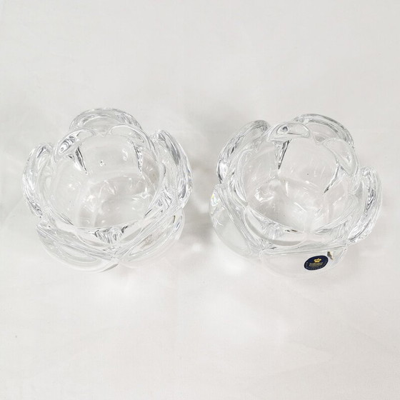 Image 1 of Paar vintage kristallen glazen kandelaars, voor Royal Copenhagen, Denemarken 1980