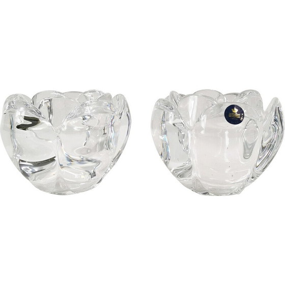 Image 1 of Paar vintage kristallen glazen kandelaars, voor Royal Copenhagen, Denemarken 1980