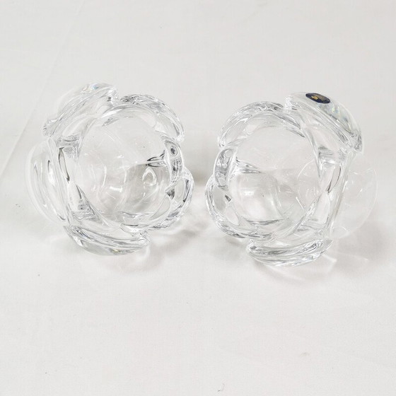 Image 1 of Paar vintage kristallen glazen kandelaars, voor Royal Copenhagen, Denemarken 1980