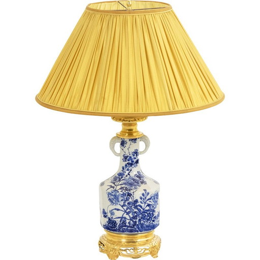 Vintage Japanse porseleinen en verguld bronzen lamp, 1880