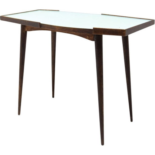 Mid century beukenhouten bijzettafel, Tsjecho-Slowakije 1960