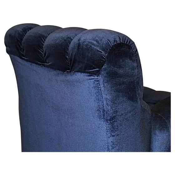 Image 1 of 1X Italiaanse moderne blauwe fluwelen fauteuil