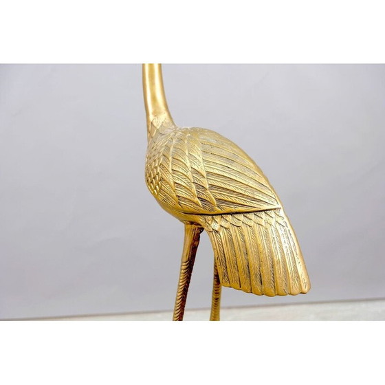 Image 1 of Vintage messing kraanvogel sculptuur, 1960