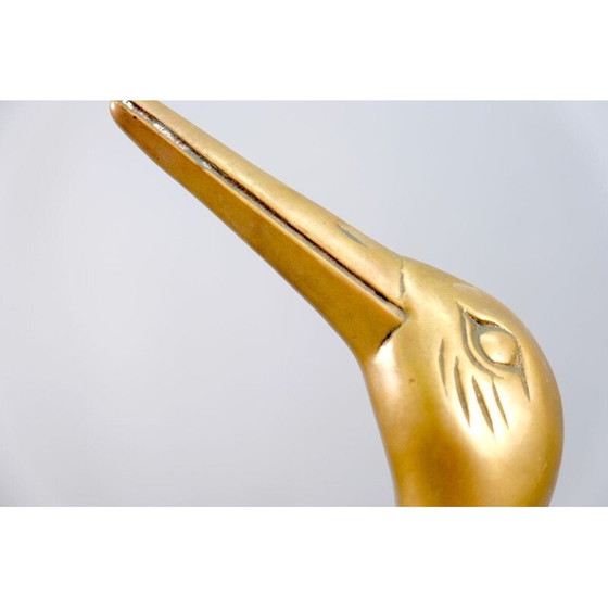 Image 1 of Vintage messing kraanvogel sculptuur, 1960