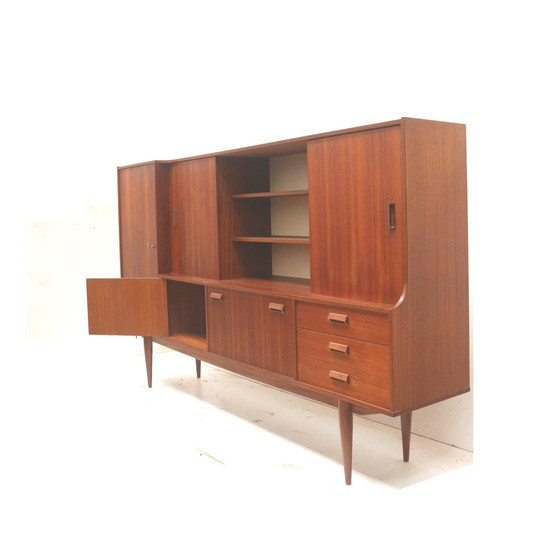 Image 1 of Groot Vintage Dressoir / Highboard / Wandmeubel Gemaakt In De Jaren ’60