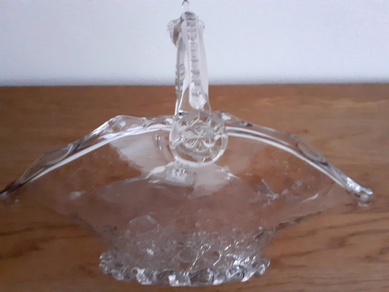 Image 1 of Glazen Vintage Schaal Met Glazen Hengsel