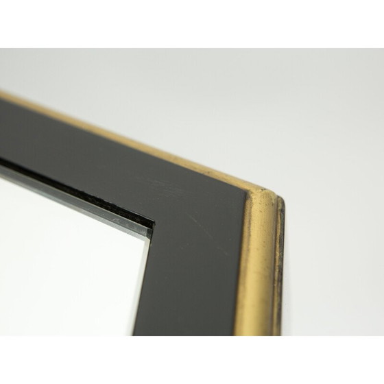 Image 1 of Vintage neoklassieke eettafel Maurice Hirsch zwart hout vergulde spiegel, Frankrijk 1970