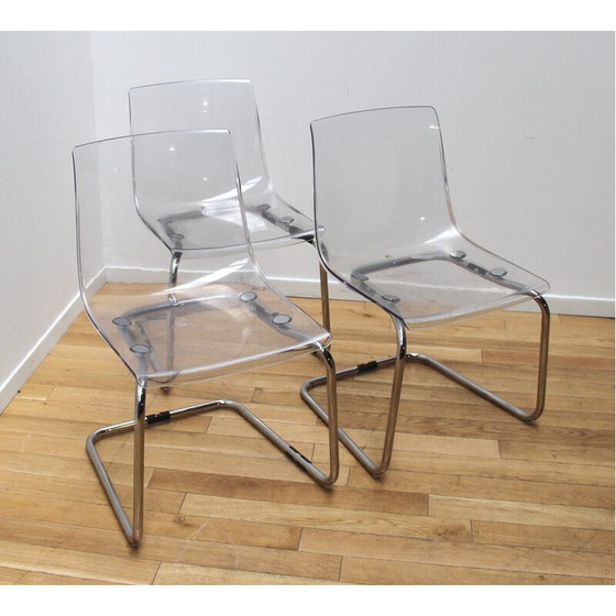 Image 1 of Vintage Tobias eetkamerstoel in chroom metaal en kunststof voor Ikea