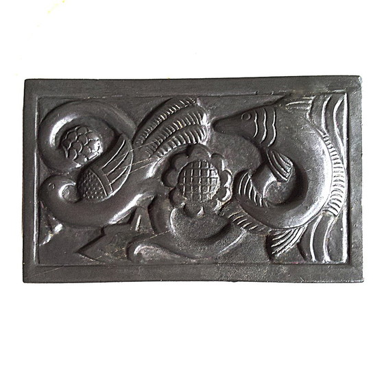 Image 1 of Art Nouveau metalen luciferdoos deksel van Just Andersen, jaren 1920