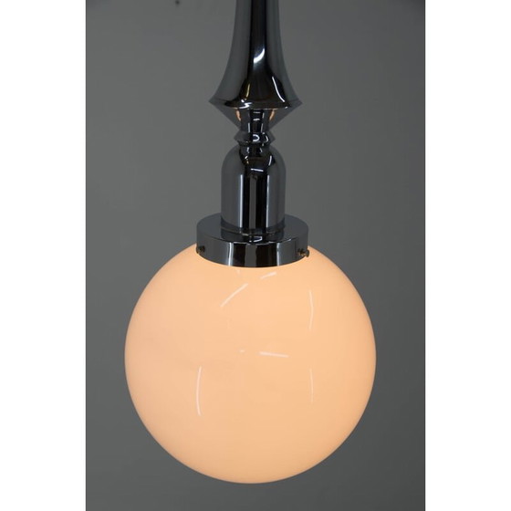 Image 1 of Vintage art deco hanglamp van chroom en opaalglas, 1930