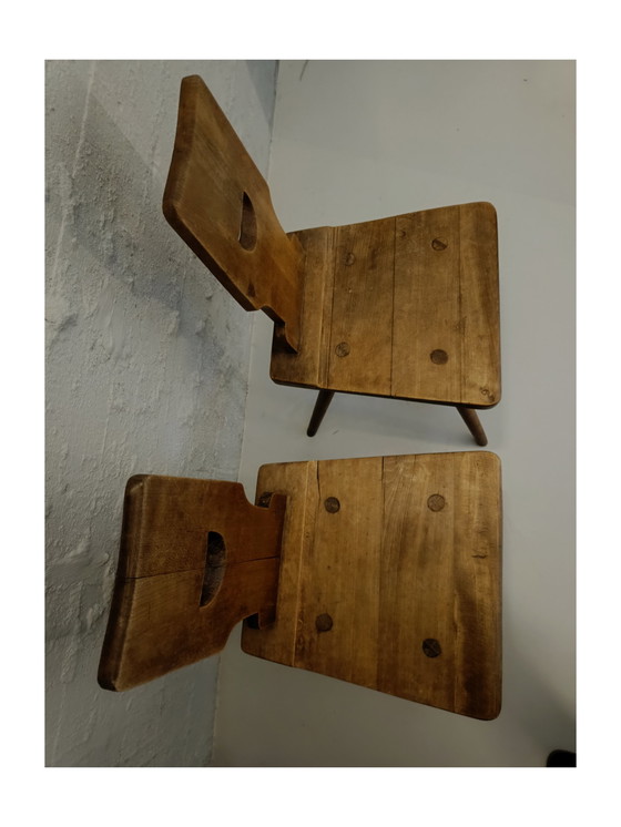 Image 1 of Set Vintage 1960'S Belgian Brutalist Cafe Chairs 