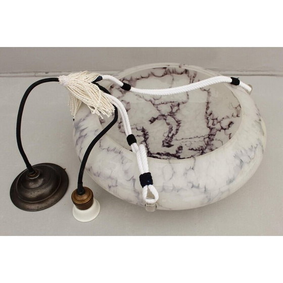 Image 1 of Vintage gemarmerd glazen hanglamp, 1900