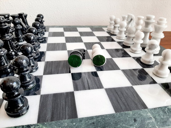 Image 1 of Vintage XL marmeren schaakbord en vintage marmeren schaaksets
