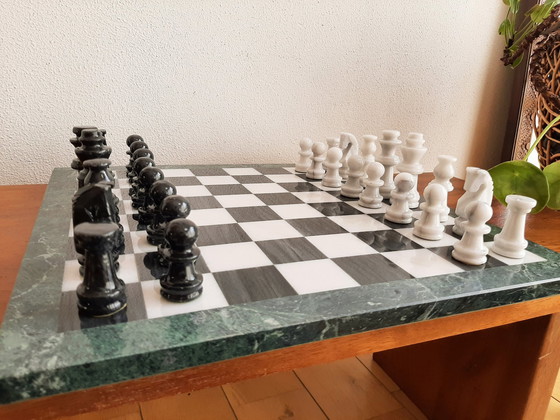 Image 1 of Vintage XL marmeren schaakbord en vintage marmeren schaaksets