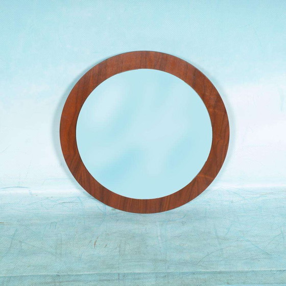 Image 1 of Vintage wandspiegel walnoot, sixties minimal walnut mirror