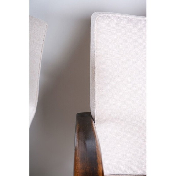 Image 1 of Paar vintage witte fauteuils van Halabala voor Up Zavody, Tsjecho-Slowakije 1930