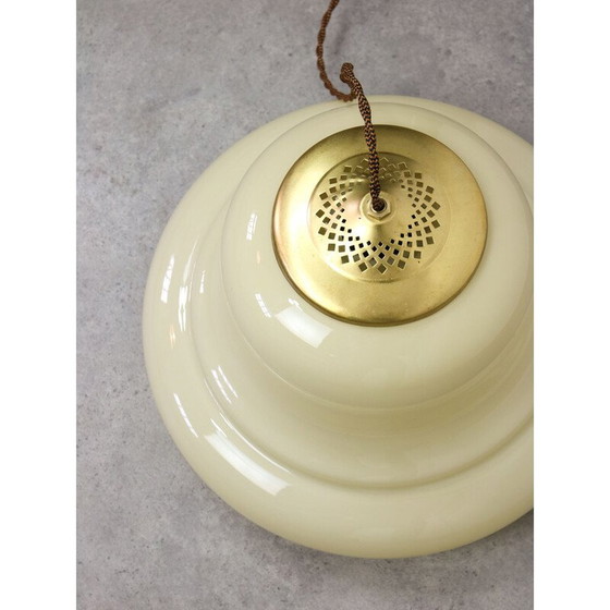 Image 1 of Vintage hanglamp van messing en glas, Italië