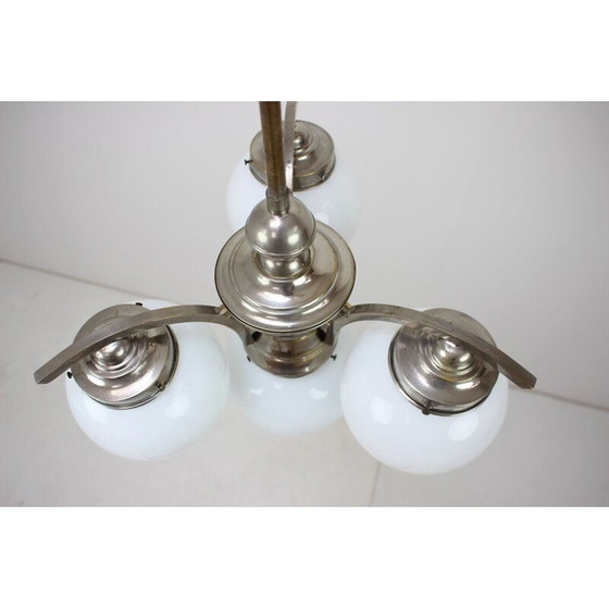 Image 1 of Vintage art deco kroonluchter van metaal en glas, Tsjecho-Slowakije 1930