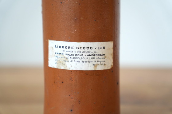 Image 1 of Grote 1L Bols aardewerk fles - Vintage Nederlandse jenever collectible