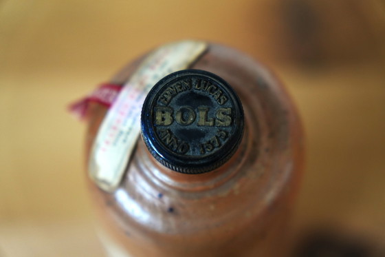 Image 1 of Grote 1L Bols aardewerk fles - Vintage Nederlandse jenever collectible