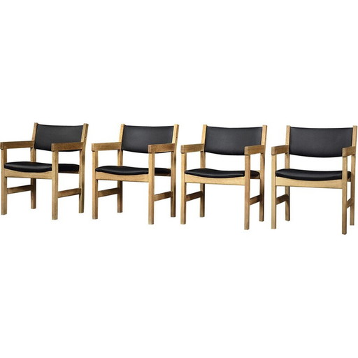 Set van 4 vintage Deense eikenhouten fauteuils van Hans J. Wegner voor Getama, jaren 1960