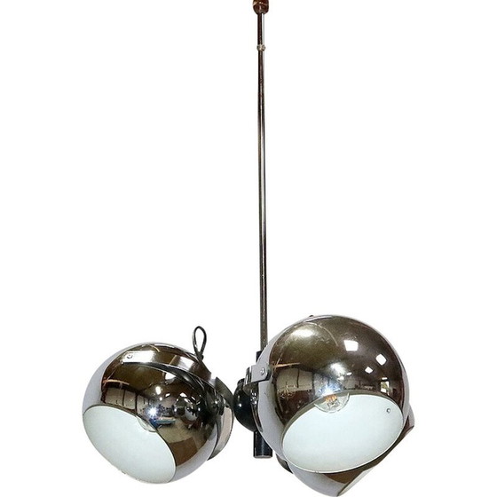 Image 1 of Vintage Eyeball hanglamp van chroom metaal met 3 reflectoren, 1960