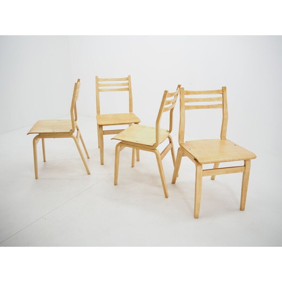 Image 1 of Set van 4 houten eetkamerstoelen 1970
