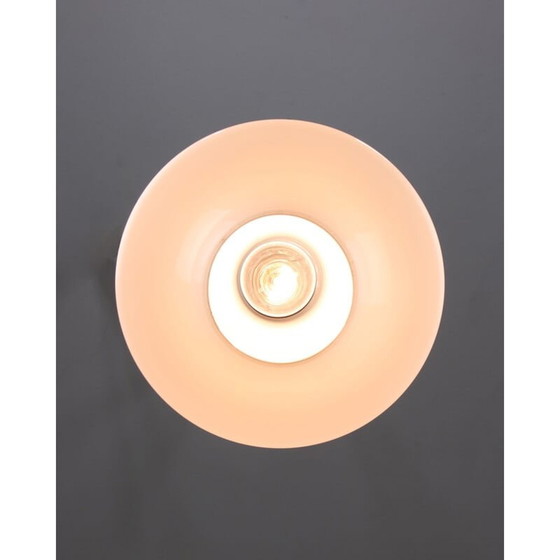 Image 1 of Mid Century hanglamp van wit glas en messing