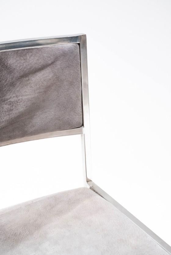 Image 1 of Set van 4 stoelen model "Sq" van Willy Rizzo, Cidue Edition, Italië, Circa 1970.