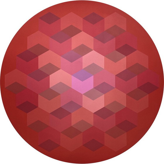 Image 1 of Vintage fotolithografie "Tribute to Vasarely" door Jim Bird voor Poligrafa, Barcelona 1970