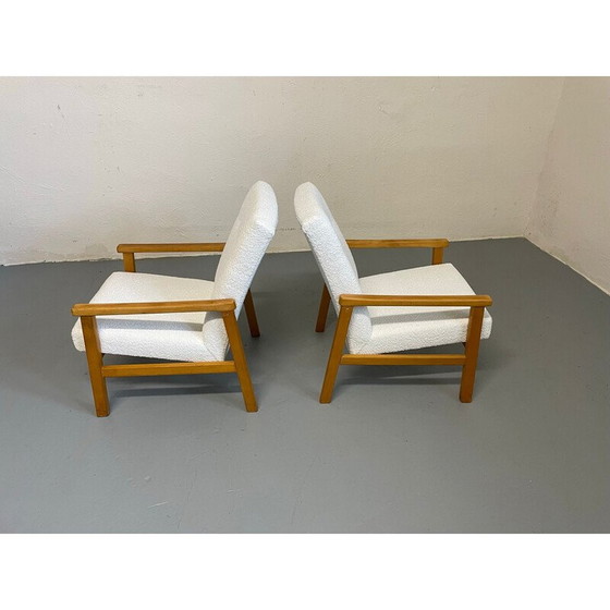 Image 1 of Paar vintage boucle stoffen fauteuils, Tsjecho-Slowakije 1970