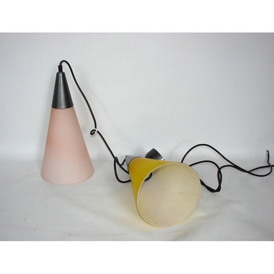 Image 1 of Vintage dubbele glazen hanglamp van Solken, 1970