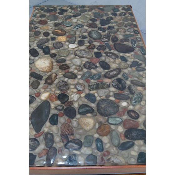 Image 1 of Vintage salontafel in rozenhout en kiezelsteen stijl door Ib Kofod Larsen, Zweden 1960