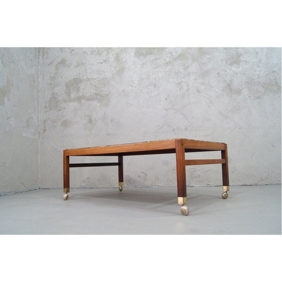 Image 1 of Vintage salontafel in rozenhout en kiezelsteen stijl door Ib Kofod Larsen, Zweden 1960