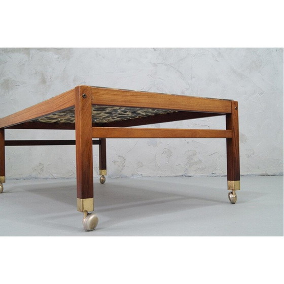 Image 1 of Vintage salontafel in rozenhout en kiezelsteen stijl door Ib Kofod Larsen, Zweden 1960