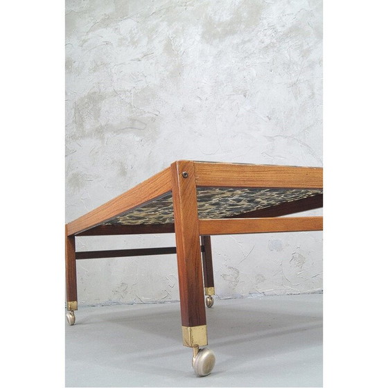 Image 1 of Vintage salontafel in rozenhout en kiezelsteen stijl door Ib Kofod Larsen, Zweden 1960