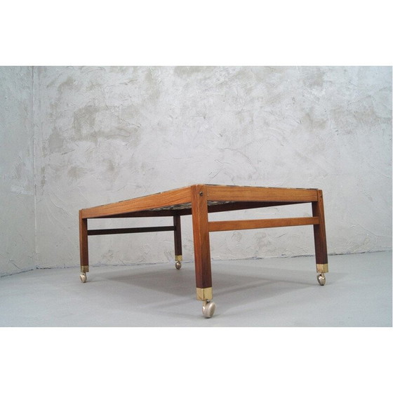 Image 1 of Vintage salontafel in rozenhout en kiezelsteen stijl door Ib Kofod Larsen, Zweden 1960