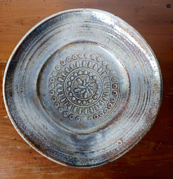 Image 1 of Brutalistische Aardewerk Schaal 1970 Gesigneerd Ferrières