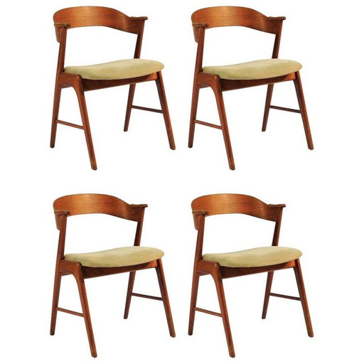 Set van 4 vintage teakhouten eetkamerstoelen 32, Deens 1960