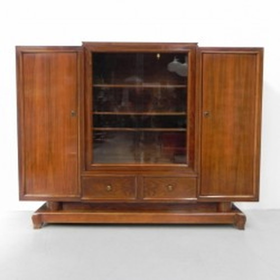 Image 1 of Grote Art Deco kast, vitrinekast met glazen schuifdeuren