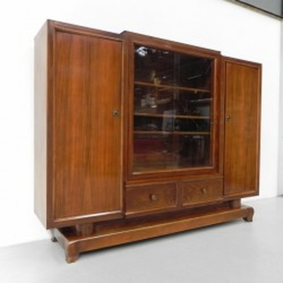 Image 1 of Grote Art Deco kast, vitrinekast met glazen schuifdeuren