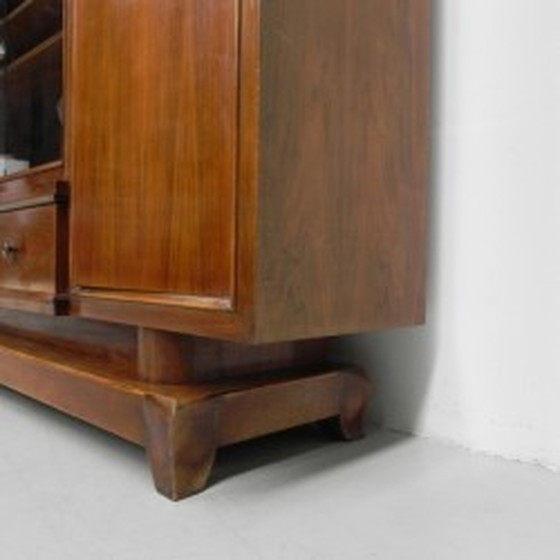 Image 1 of Grote Art Deco kast, vitrinekast met glazen schuifdeuren