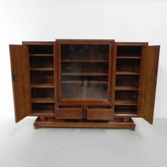 Image 1 of Grote Art Deco kast, vitrinekast met glazen schuifdeuren