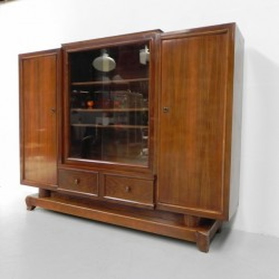 Image 1 of Grote Art Deco kast, vitrinekast met glazen schuifdeuren